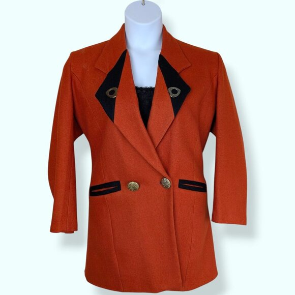 V. Pat Argenti Boutique Orange Button Blazer - Picture 1 of 11